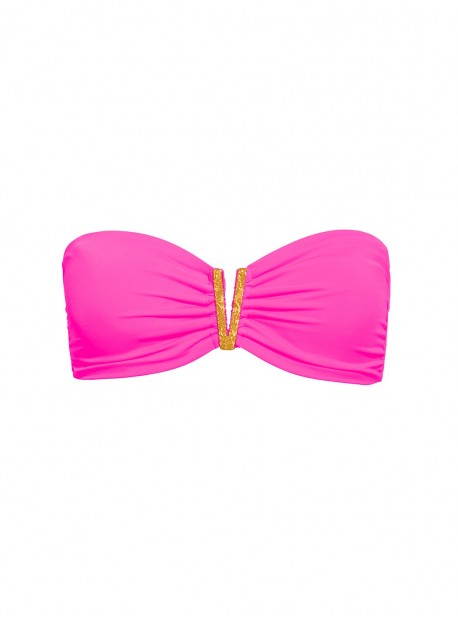Haut de maillot de bain Bandeau Bijou Rose fluo - Color Mix