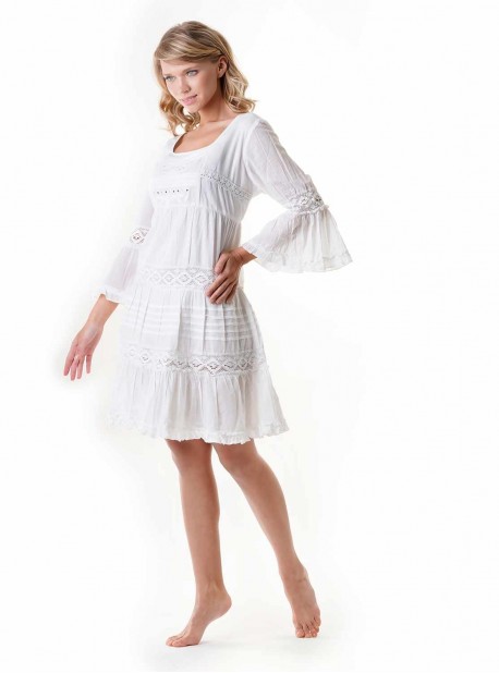 Robe de plage manche 3/4 blanche - Positano - Iconique