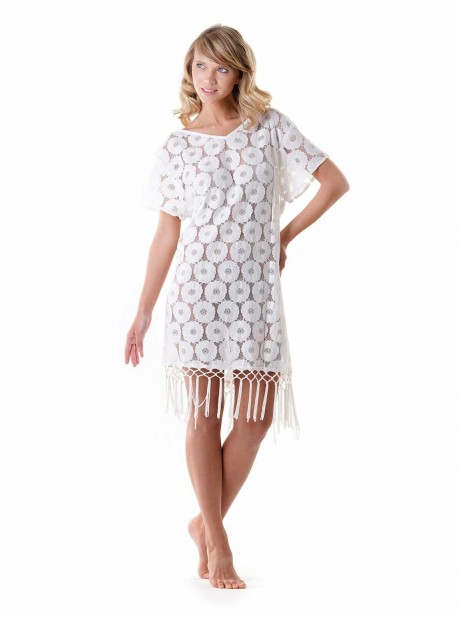 Robe dos-nu à franges blanche - Boho Net - Iconique