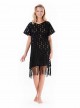 Robe dos-nu à franges noire - Boho Net - Iconique
