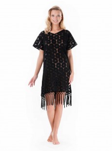 Robe dos-nu à franges noire - Boho Net - Iconique