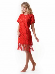 Robe dos-nu à franges rouge - Boho Net - Iconique