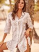 Robe chemise imprimée feuille Blanche - Portofino - Iconique	