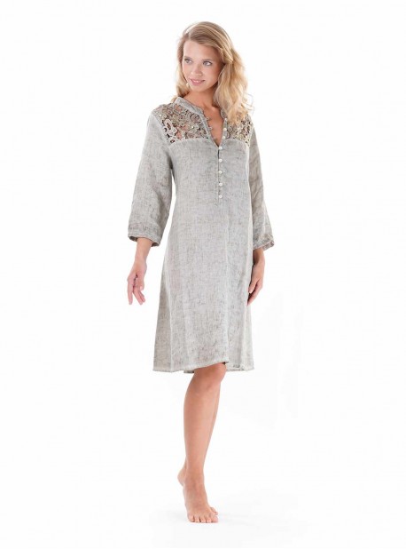 Robe col brodé Mao Sable - Sandry Beach - Iconique	