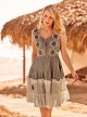 Robe brodée Kaki et Blanc - Desert Walk - Iconique	