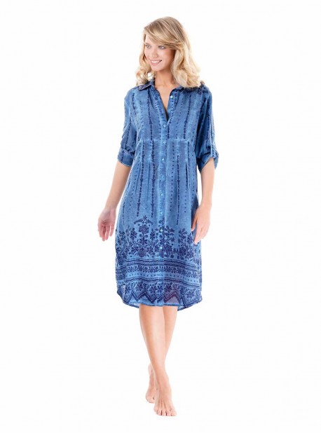 Robe chemise mi-longue Denim - Indigo Pool - Iconique