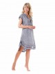 Robe mi-longue manches courtes col V Gris - Luxe Linen - Iconique