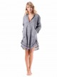 Robe mi-longue manches longues col V Gris - Luxe Linen - Iconique
