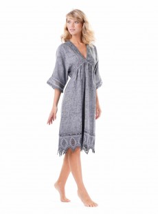 Kaftan mi-long Gris - Luxe Linen - Iconique