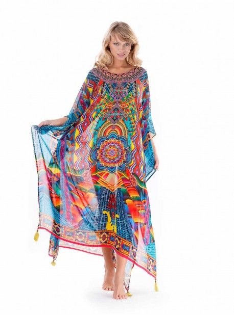 Poncho Maxi Hippie Multicolore - Fuego - Iconique