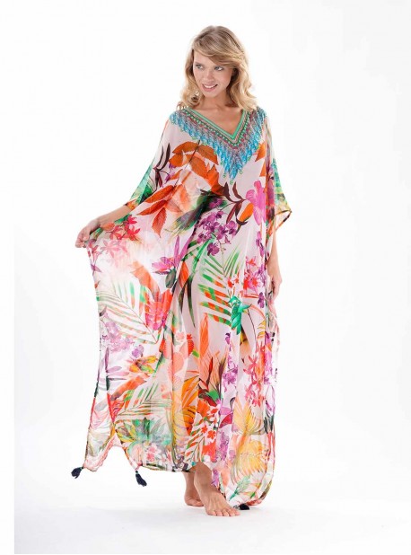 Poncho Maxi Fleurs Multicolore - Fuego - Iconique	