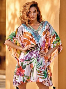Poncho Midi Fleuris Multicolore - Fuego - Iconique