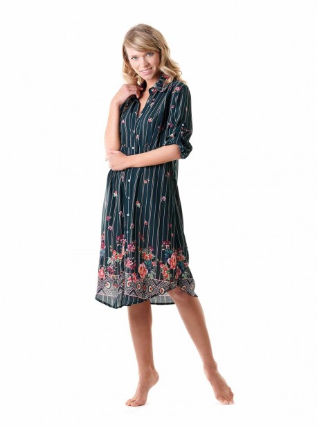 Robe chemise mi-longue Multicolore - Flora - Iconique	
