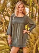 Robe courte col carré Bleu vert - Selva - Iconique