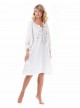Robe blouse mi-longue brodée Blanc - Odissey - Iconique