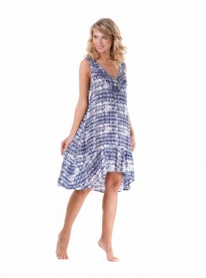 Robe sans-manche graphique Bleu et Blanc - Milos - Iconique