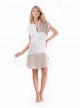 Robe bi-colore Blanc et Beige - Patchwork - Iconique