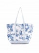 Sac de plage longues anses à fleurs Bleu et Blanc - Sicily - Iconique