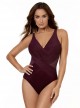 Maillot de bain gainant Crossover Bordeaux - Illustionists - "M" -Miraclesuit Swimwear