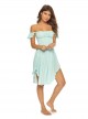 Robe de plage bustier à volants Azura Pamela Bleu/Vert - PilyQ