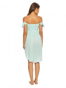Robe de plage bustier à volants Azura Pamela Bleu/Vert - PilyQ