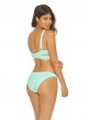 Haut de maillot de bain plongeant Azura Smocked bleu/vert - PilyQ