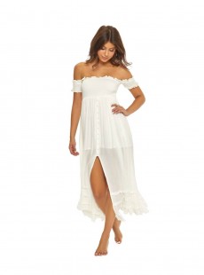 Robe de plage Longue bustier Water Lily Mishell Blanc - Pily Q