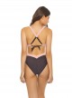 Maillot de bain 1 pièce Plongeant Riviera Selena Marron/Rose - PilyQ