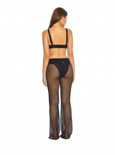 Pantalon de plage Long en résille Midnight Nikki Mesh Noir - PilyQ