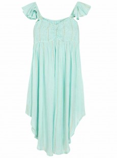 Robe de plage bustier à volants Azura Pamela Bleu/Vert - PilyQ