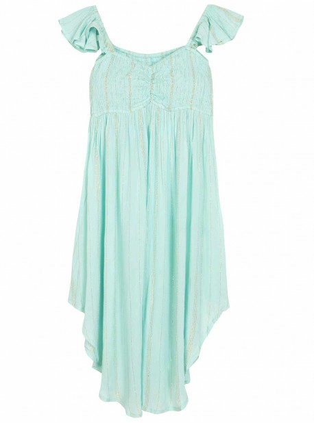 Robe de plage bustier à volants Azura Pamela Bleu/Vert - PilyQ