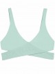 Haut de maillot de bain plongeant Azura Smocked bleu/vert - PilyQ