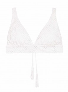 Haut de maillot de bain Plongeant à oeillets Eyelet Halter blanc - PilyQ