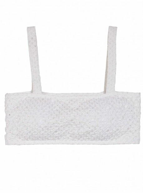 Brassière de bain à œillets Eyelet blanc - PilyQ