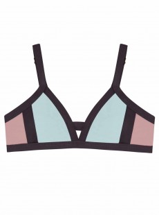 Haut de maillot de bain triangle Riviera Color Block Marron/ Bleu - PilyQ