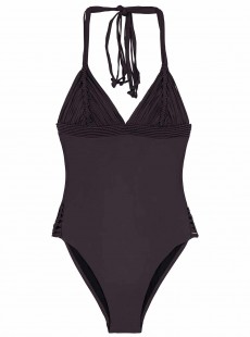 Maillot de bain 1 pièce Plongeant Coco Isla Marron - PilyQ