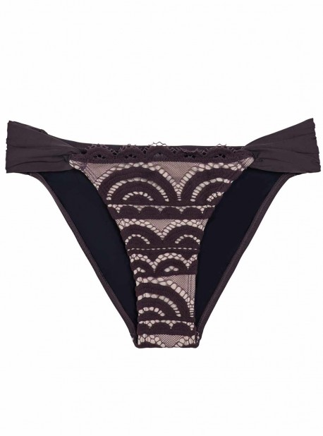 Culotte de bain en dentelle Coco Lace Marron - PilyQ
