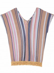 Tunique à rayures courte manches longues Riviera Maggie Multicolore - PilyQ