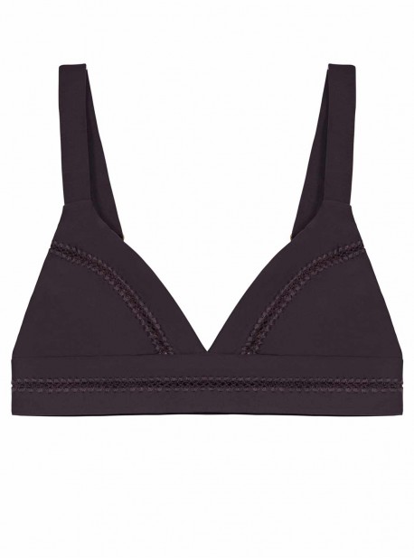 Haut de maillot de bain Triangle Coco Stitched Marron - PilyQ