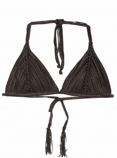 Haut de maillot de bain Triangle Tour de Cou Twilight Isla Noir pailletté - PilyQ