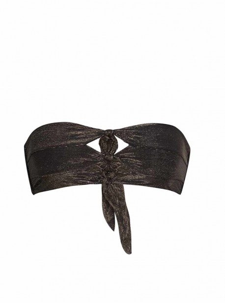 Haut de maillot de bain Bandeau Twilight Knot Noir pailletté - PilyQ
