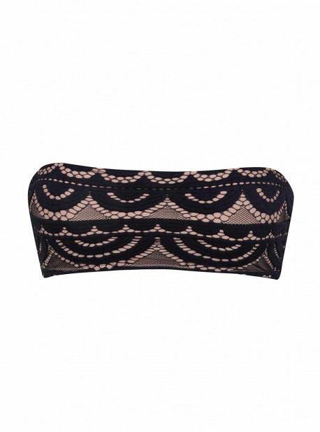 Haut de maillot de bain bandeau en dentelle Midnight Lace Noir - PilyQ