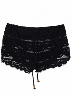 Short de plage en dentelle transparente Midnight Finn Noir - PilyQ