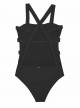Maillot de bain 1 pièce Midnight Ribbed Caged Noir - PilyQ