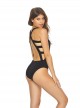 Maillot de bain 1 pièce Midnight Ribbed Caged Noir - PilyQ