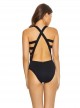 Maillot de bain 1 pièce Midnight Ribbed Caged Noir - PilyQ