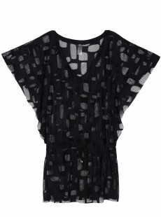 Robe de plage courte en tulle transparent Midnight Daniella Noir - PilyQ 