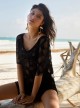 Robe de plage courte en tulle transparent Midnight Daniella Noir - PilyQ