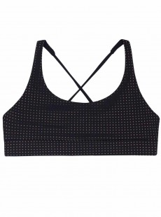 Brassière de sport de bain Dusk Sporty Noir imprimé plumetis Doré - PilyQ