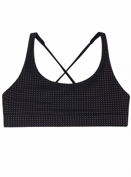 Brassière de sport de bain Dusk Sporty Noir imprimé plumetis Doré - PilyQ	
